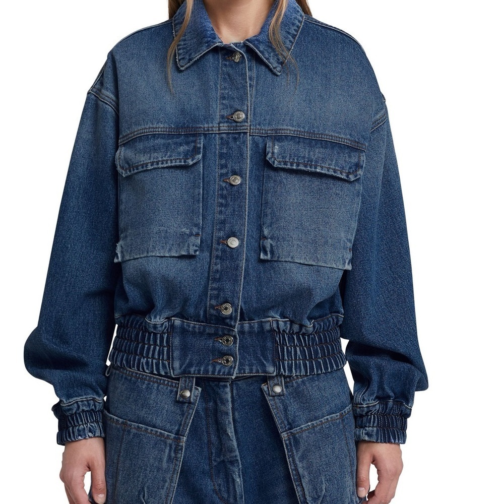 Nine West NEW Denim Bomber Style,Jacket,blazer,SZ Large exaggerated pockets - Picture 5 of 5